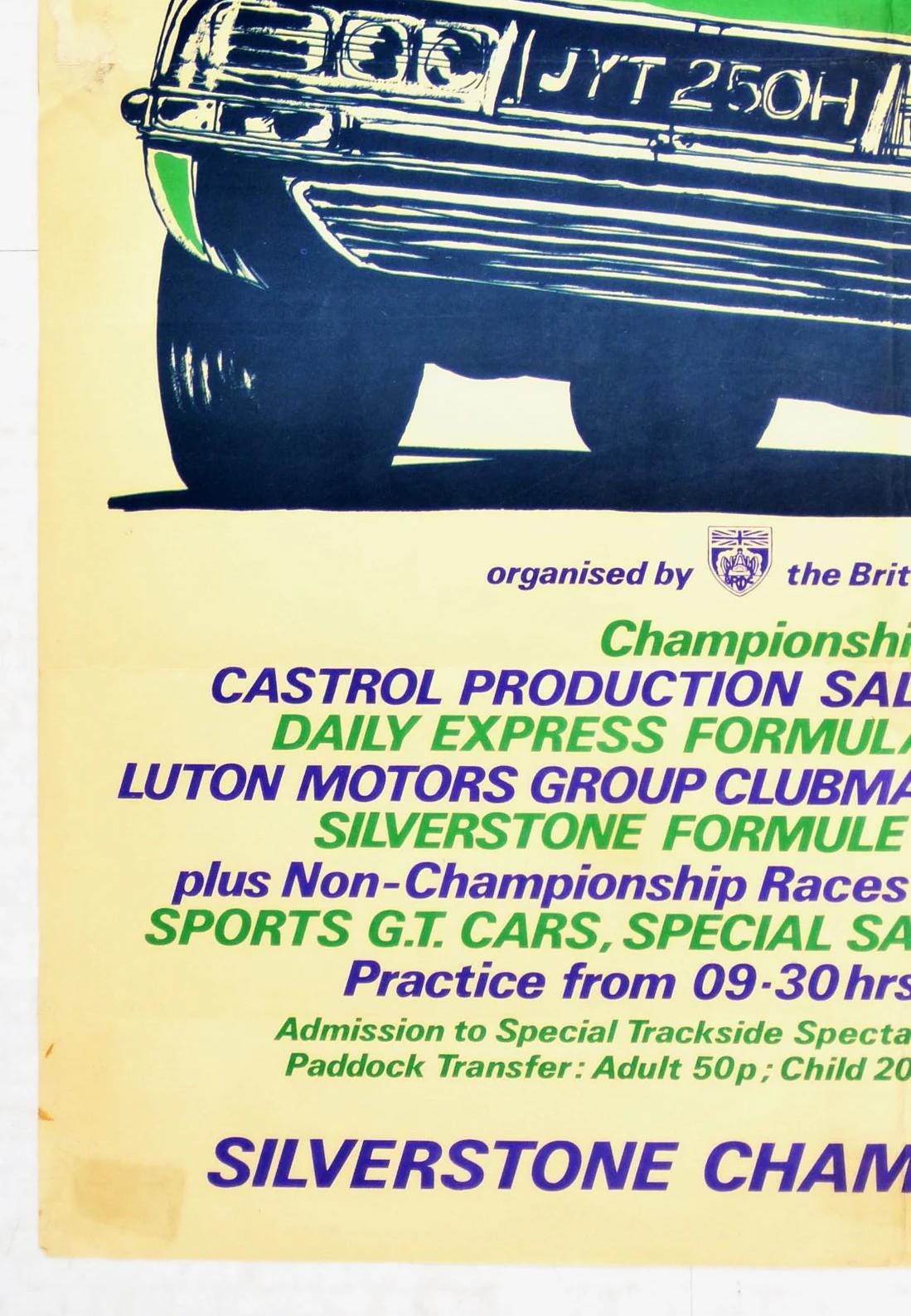 Vintage 1972 Silverstone BRDC Bank Holiday Championship Races Poster (63.5x45.5 cm)