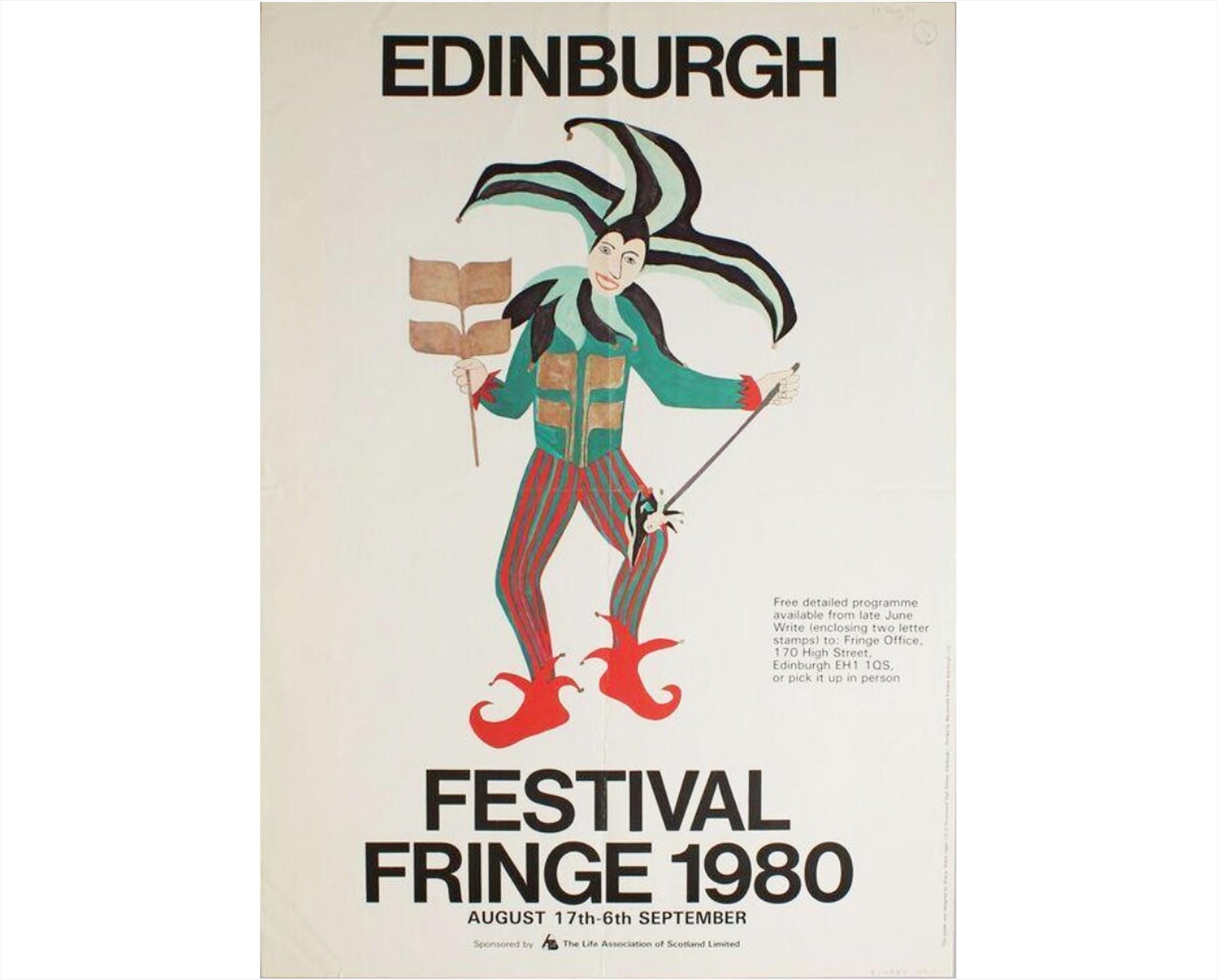 Original 1980 Edinburgh Festival Fringe Poster, Vintage Scottish Theatre Art