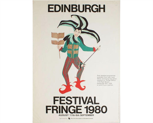 Original 1980 Edinburgh Festival Fringe Poster, Vintage Scottish Theatre Art