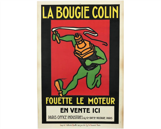 1920s Original French Advertising Poster - La Bougie Colin, Spark Plug Art Deco