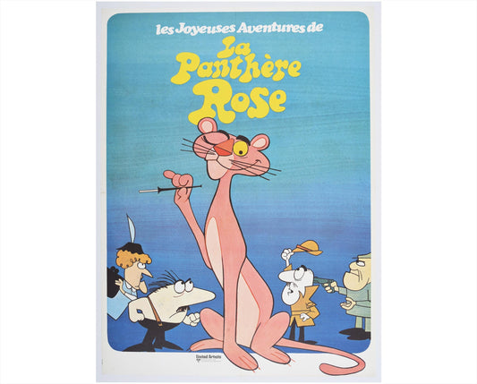 Original Pink Panther French Movie Poster, Les Joyeuses Aventures, Circa 1970