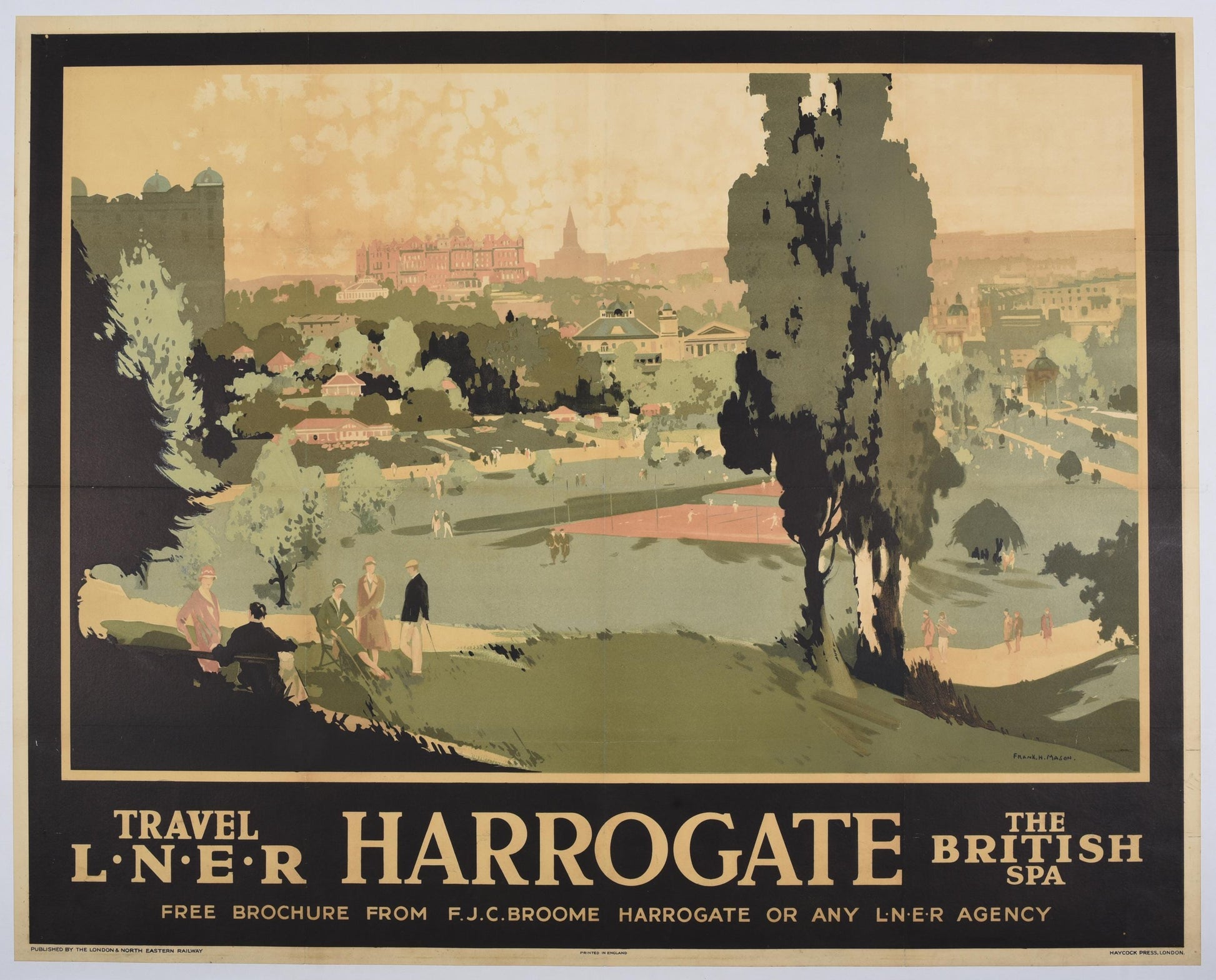 Original 1930 Harrogate The British Spa Poster, Frank H Mason, Rare LNER Railway Travel Poster