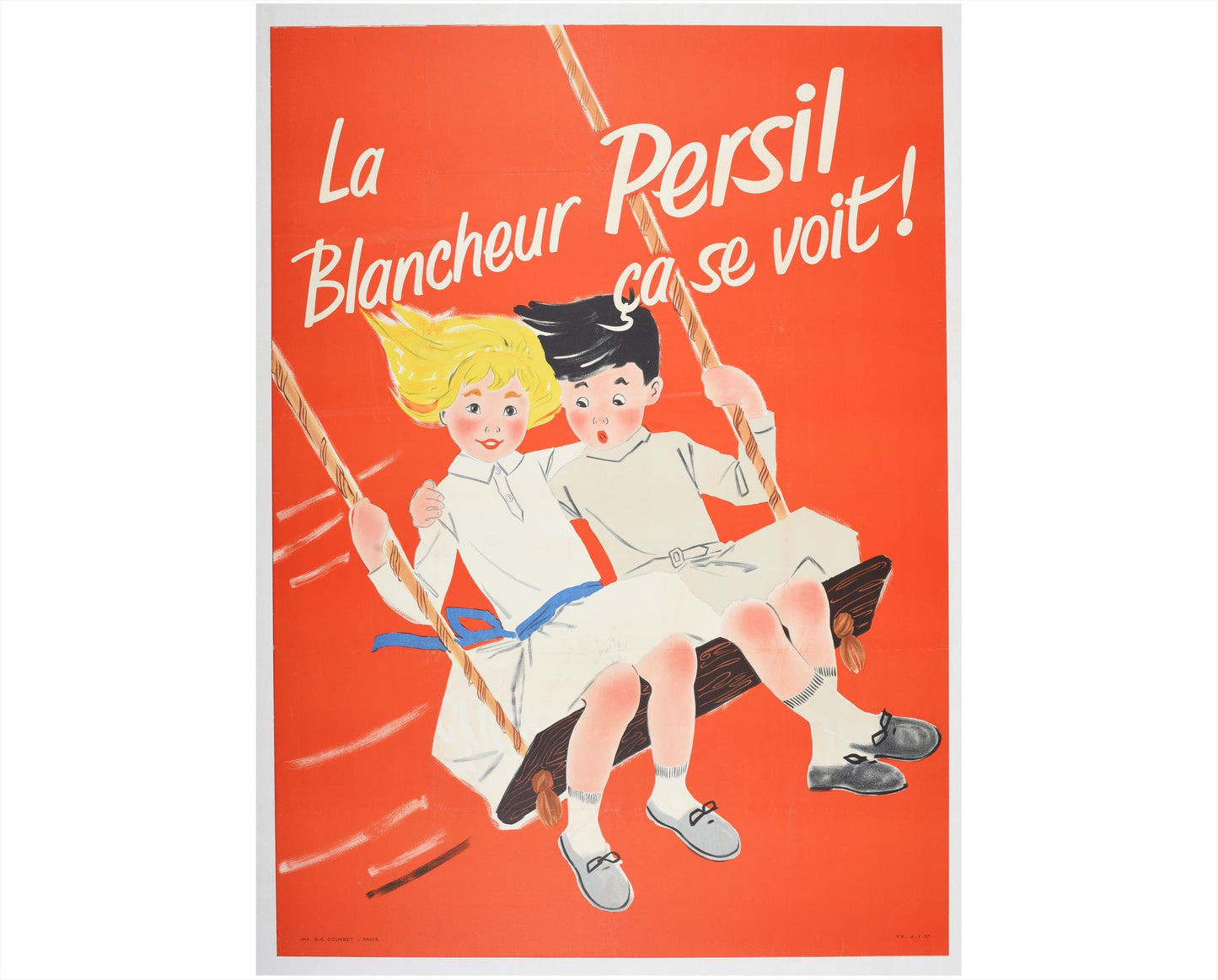 Original 1957 Persil Poster, La Blancheur Persil ça se voit, French Laundry Advertising Art