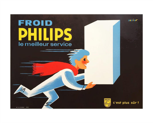 1950s Philips "Froid - le meilleur service" - Original French Advertising Poster (Darigo, 160x116 cm)