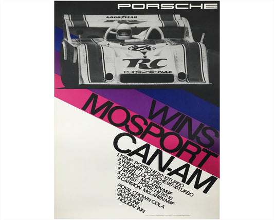 Original Porsche Wins Mosport CAN-AM Poster, 1973 Erich Strenger 917/10 Factory Issue
