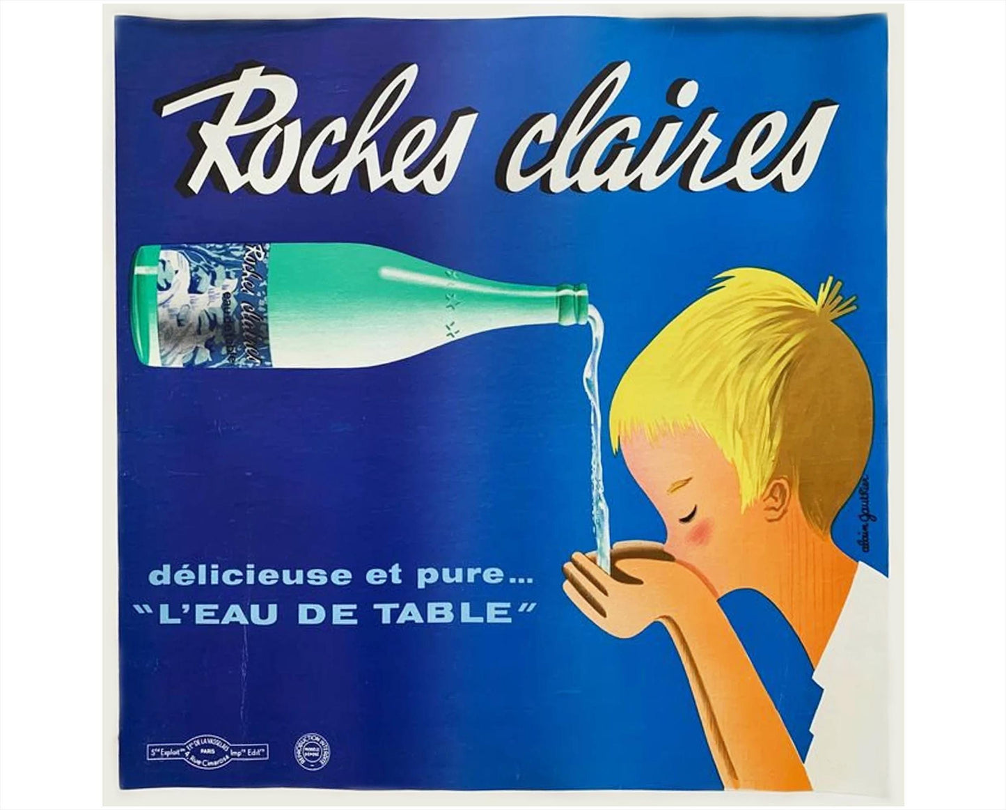 Original Roches Claires Poster by Alain Gauthier, French 1960s Water Advertising Poster