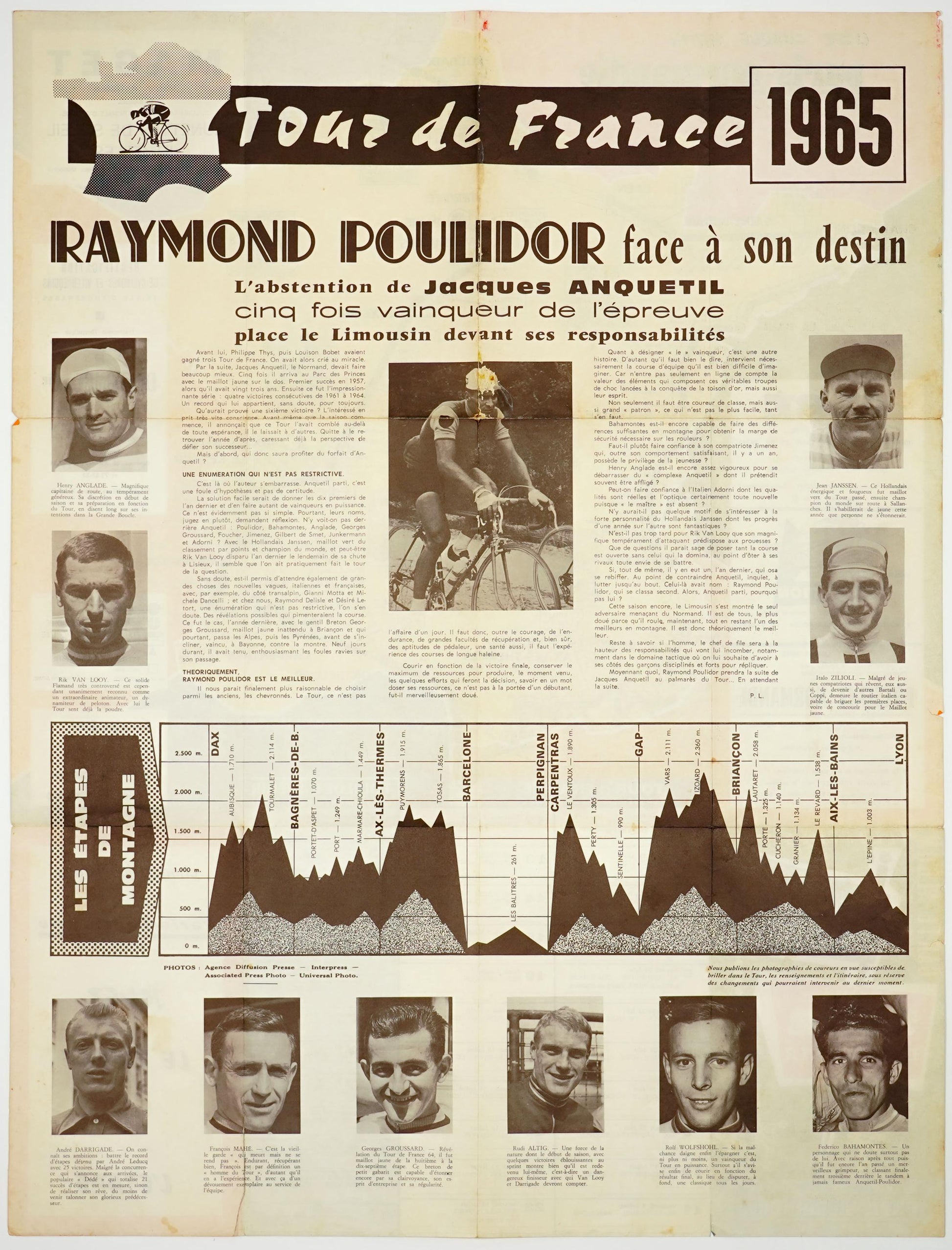 Original 1965 Tour de France & Tour de l'Avenir Guide, Paris-Normandie Cycling Map