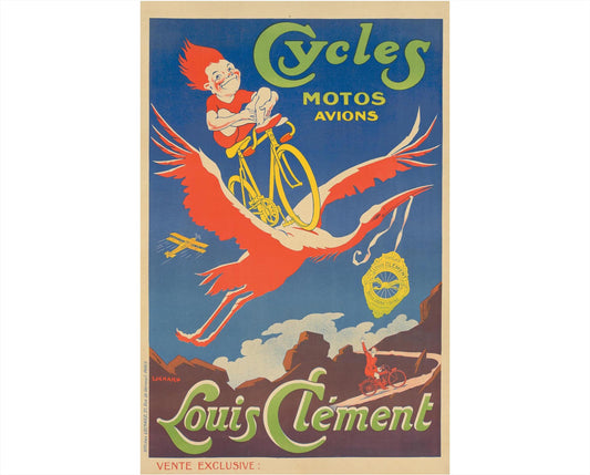 Original Louis Clement Poster by Lochard, French Bicycle Lithograph, Linen Backed