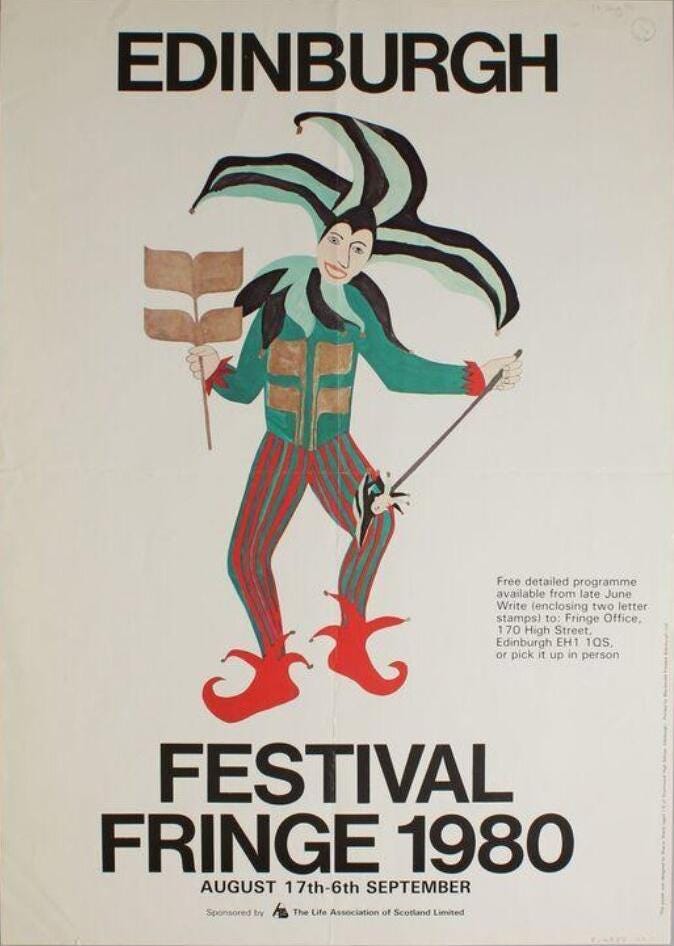 Original 1980 Edinburgh Festival Fringe Poster, Vintage Scottish Theatre Art