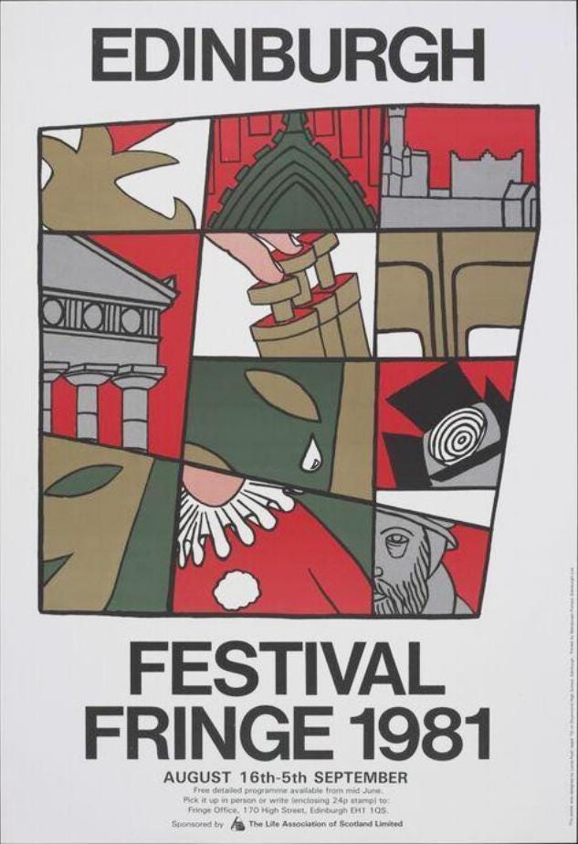 Original 1981 Edinburgh Festival Fringe Poster, Vintage Scottish Theatre Art