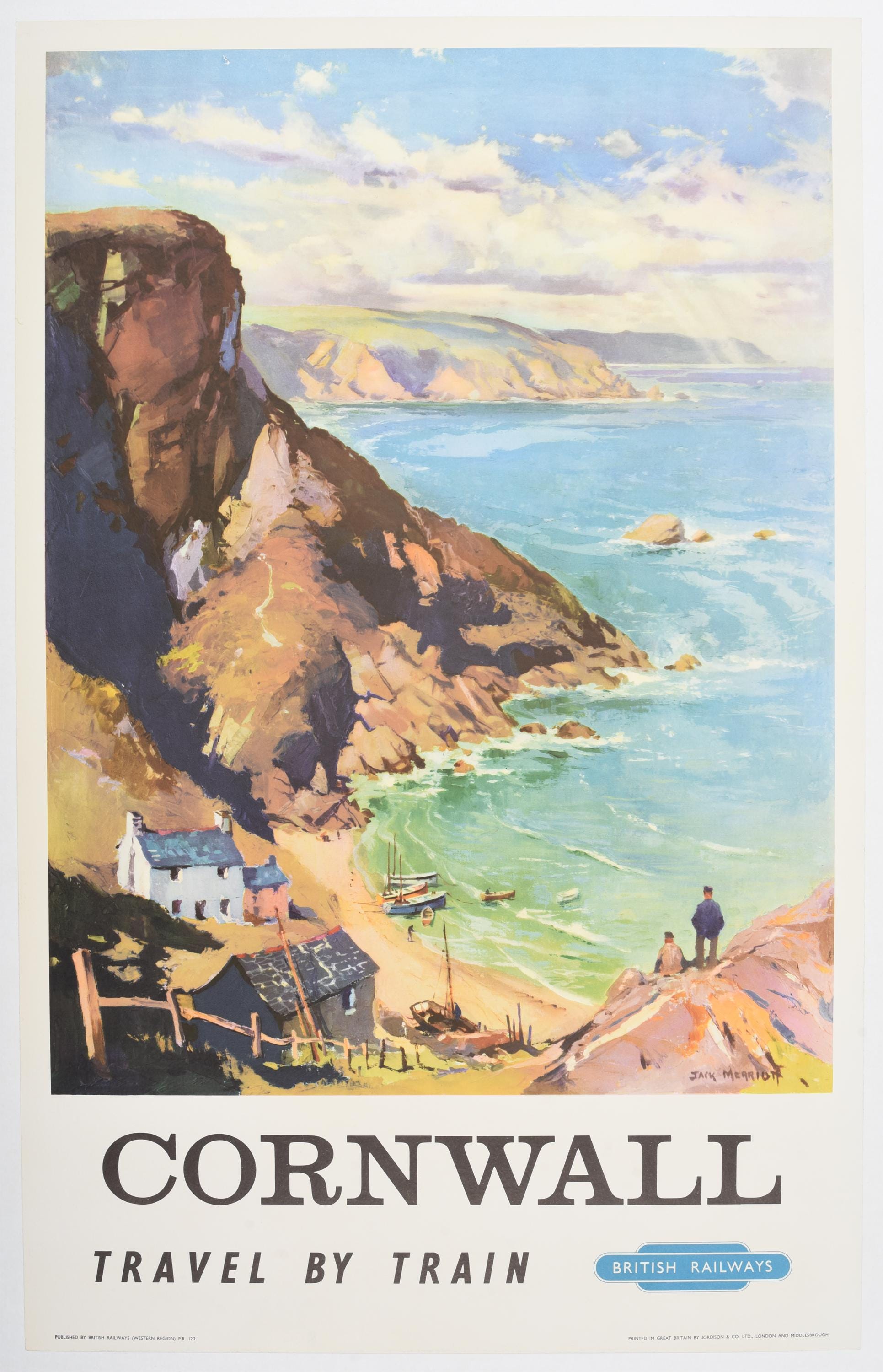 Original 1950 Cornwall Travel by Train Poster by Jack Merriott, British Railways