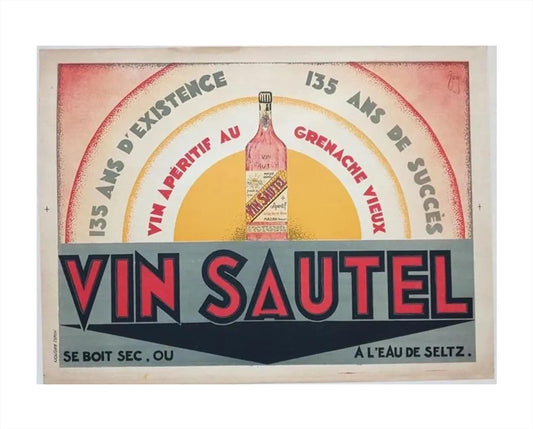 Vintage Vin Sautel Poster: French Wine Aperitif Art Deco Print