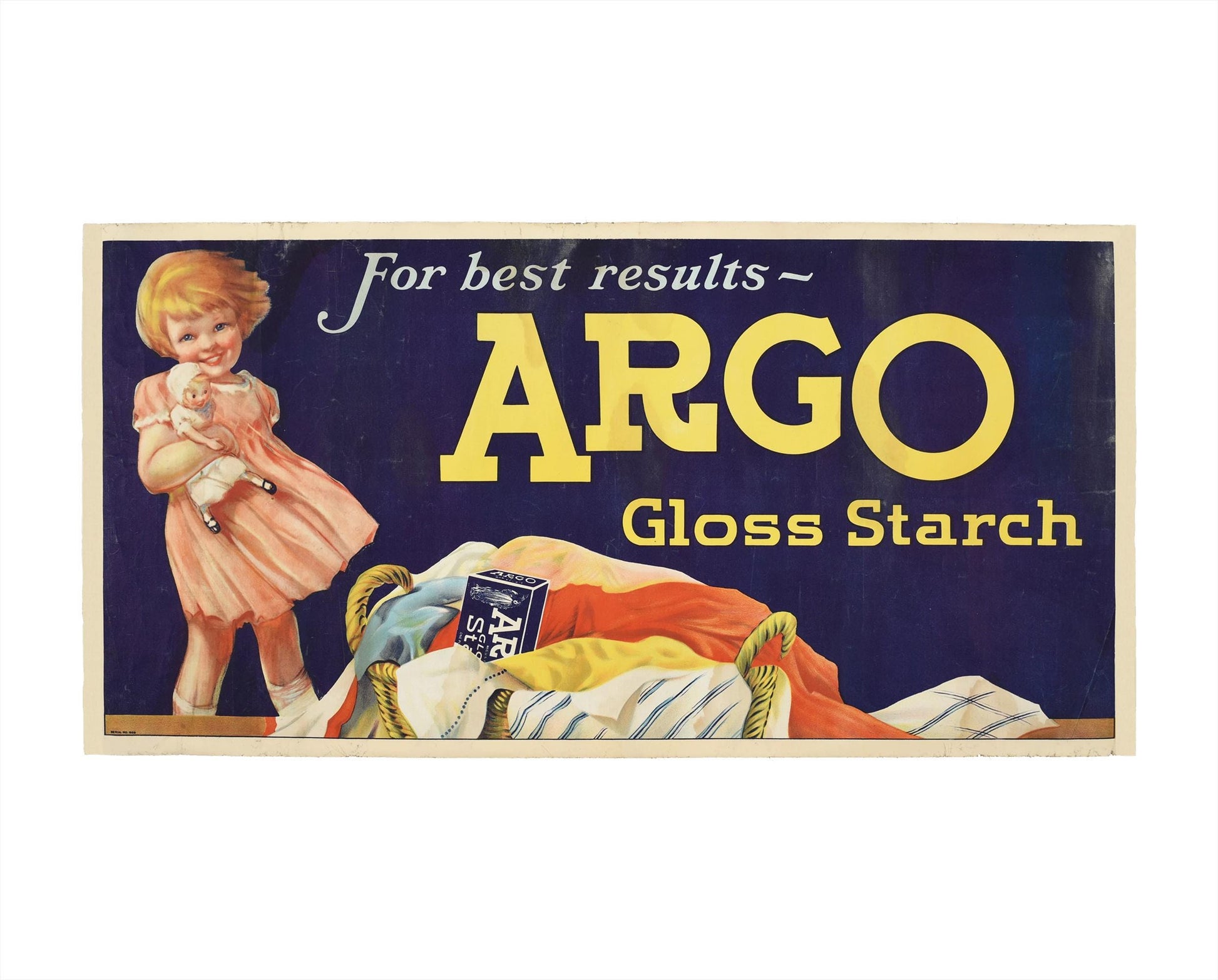 1930s Argo Gloss Starch - Original American Advertising Poster (Horizontal 18x36 in, Linen-Backed)
