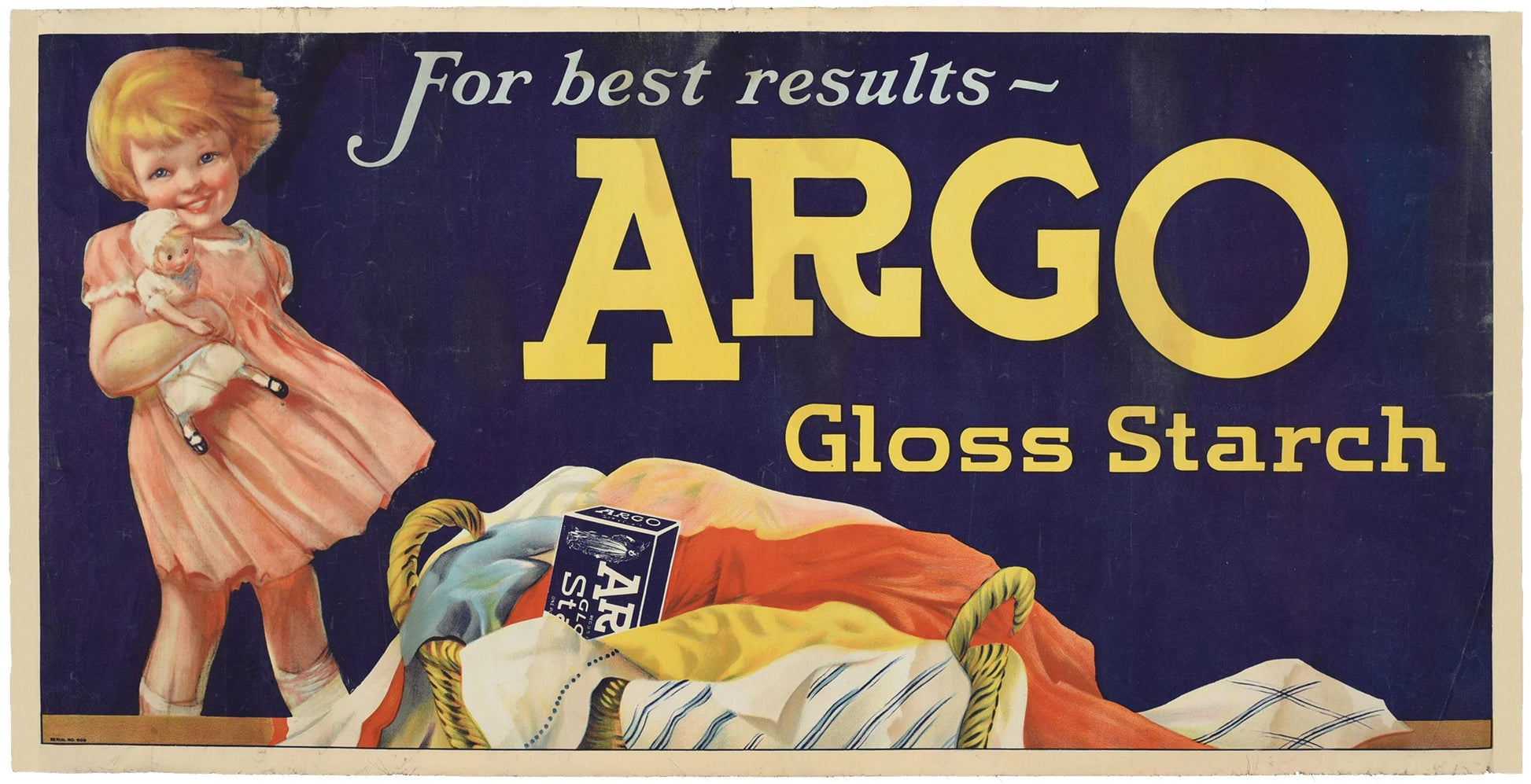 1930s Argo Gloss Starch - Original American Advertising Poster (Horizontal 18x36 in, Linen-Backed)