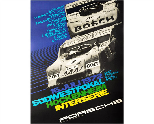 Original Porsche 917/10 Turbo Poster, Hockenheim Interserie Südwestpokal 1972, Erich Strenger