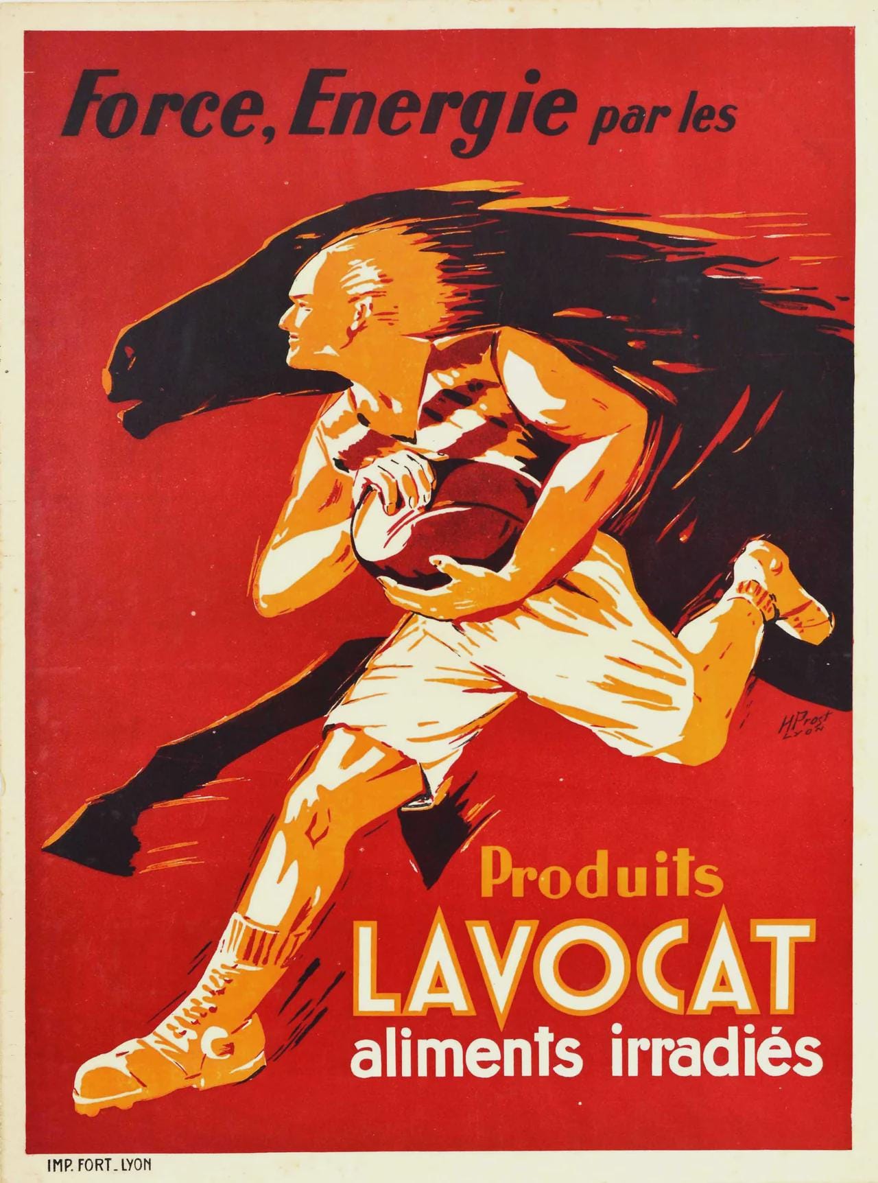 Original Produits Lavocat Poster by H. Prost, French Art Deco Rugby Advertising Poster