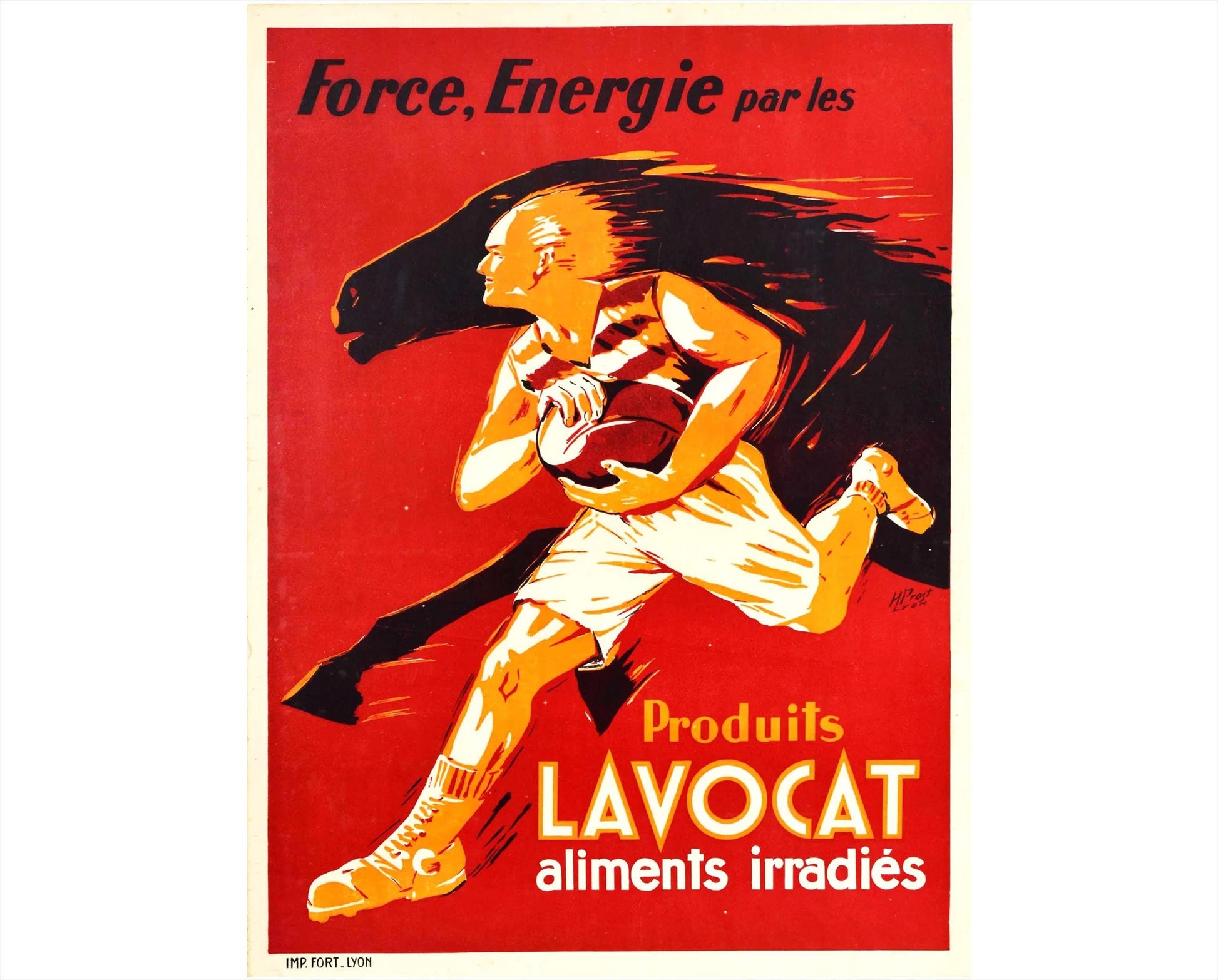 Original Produits Lavocat Poster by H. Prost, French Art Deco Rugby Advertising Poster