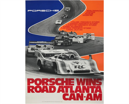 Original Porsche 917/10 Road Atlanta Can-Am Poster, 1973 Erich Strenger Factory Poster